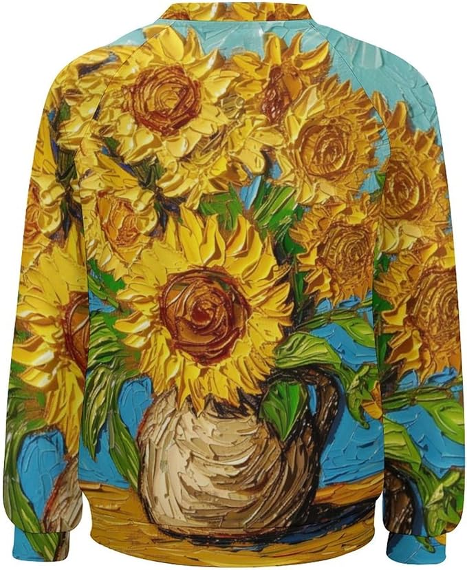 Long Sleeve Shirts for Women Cat Oil Painting Shirt 3D Graphic Sweatshirts Fall Pullover Crewneck Vintage Boho Tops
