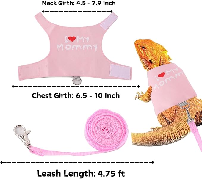 Bearded Dragon Adjustable Harness with Leash,Bearded Dragon Harness Leash Set for Lizards,Chameleon,Rat and Other Small Animal,Traction Rope Walking Leash Reptile Halloween Costume Accessories