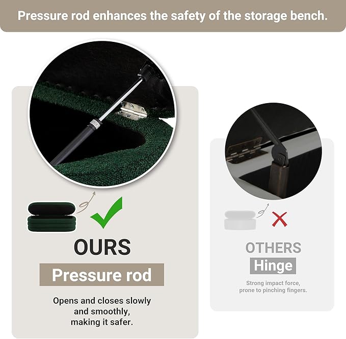 Storage Ottoman Bench 49.2 Inch Upholstered Fabric Storage Bench for Bedroom End of Bed Aesthetic Large Oval Ottoman for Living Room(Dark Green)