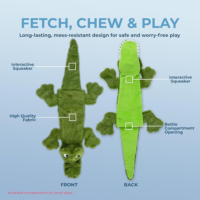 Best Pet Supplies Squeaky Dog Toys with Soft Durable Fabric for Small, Medium and Large Pets Interactive Toy for Indoor Play, Supports Active Biting and Play - Alligator, Large