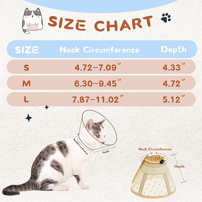 Supet Cat Cone Collar After Surgery, Soft Mesh Recovery Collar to Stop Licking and Scratching, Plastic Cone Alternative for Small Kitten, Medium, Large Cats ()