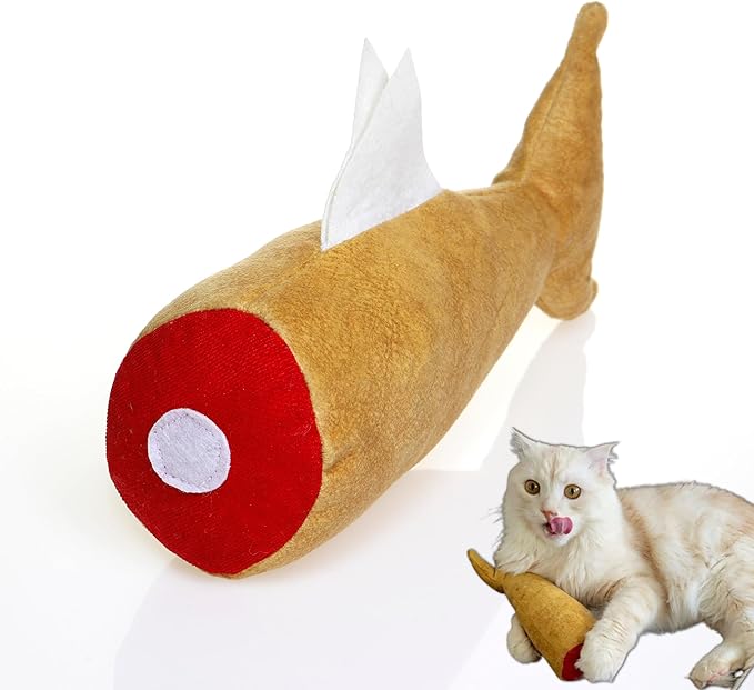 Fish Toy for Cats, Matatabi Silvervine Filled and Help Relief Anxiety, Kitten Catnip Essentials Treats Supplies Large Interactive Chew Big Kicker Toys for Indoor Cat (Golden)