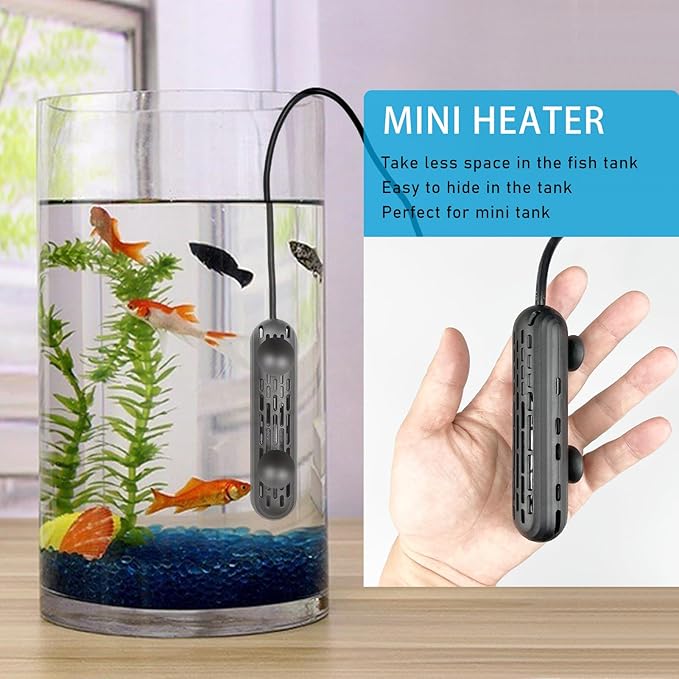 YukiHalu Small Aquarium Heater 25/50/100/150W with Protective Cover, Mini Fish Tank Heater, External Controller, Temperature Adjustable, Digital Display, Used for 5/10/20/30 Gallons (100W-20Gallon)