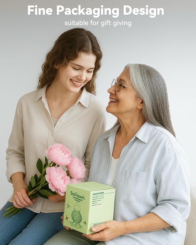 26Oz Hummingbird Feeder for Outdoors, Vintage Glass Bird Feeder with Perch, Durable & Easy to Clean, Hanging Nectar Feeder for Garden, Yard, Deck – Gift for Bird Lovers (Violet)