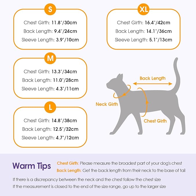 SUNFURA Hair Sticky Cat Clothes, Cat Sweater for Cats Only, 4-Legged Fleece Sweaters Kitten Pajamas Reduce Shedding Fur, Warm Pullover Shirts for Cats, Purple L