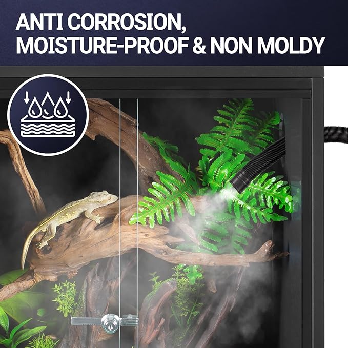 REPTI ZOO 30 Gallon PVC Tall Reptile Tank, 18x18x24 Reptile Terrarium for Frog Lizard Gecko Chameleon Snake, Tropical Rainforest Habitat Enclosure with Sliding Door & Top Screen Ventilation