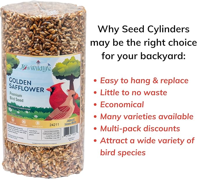 JCs Wildlife 6 Pack Premium Bird Seed Blend Small Cylinder with Hole Variety Pack