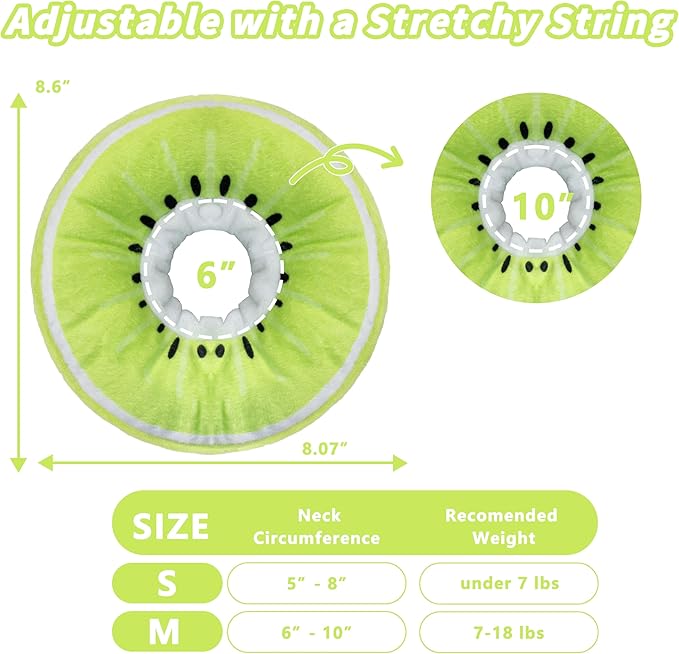 Soft Cat Cone Collar, Cute Cat Recovery Collar Suitable for Small, Medium, Large Cats,Elizabethan Neck Collar for Cats After Surgery (Kiwifruit, Medium)