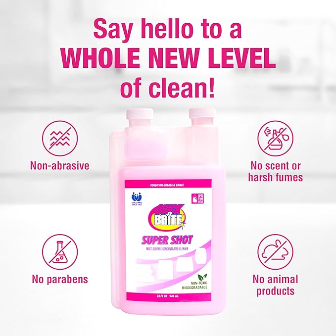 Quick N Brite Super Shot Liquid Cleaner, True All Purpose Cleaner, Concentrated, 32 oz
