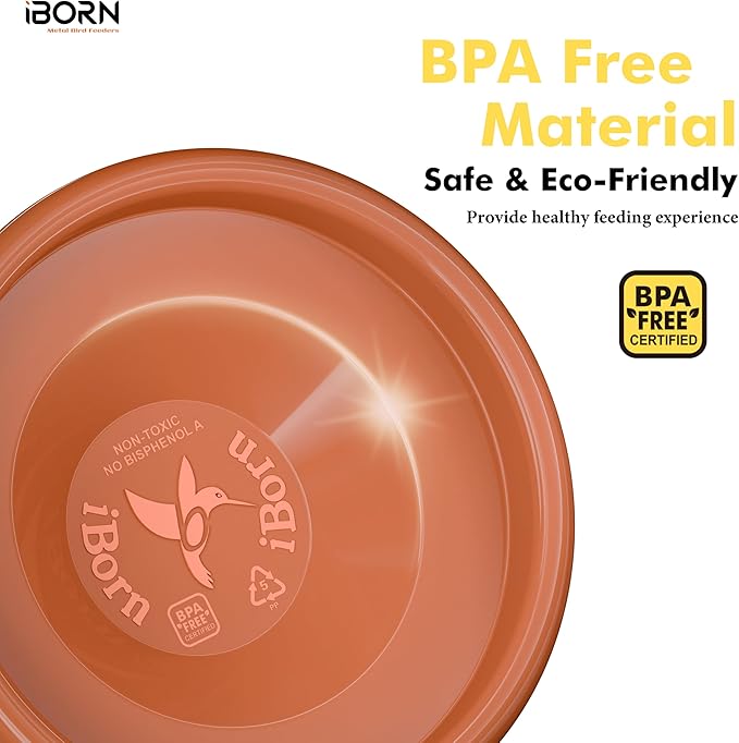 iBorn Bird Bath,Deck Mounted Bird Baths 12inch,Birdbath for Outside with Clamp 3.2inch,BPA-Free Bowl,Chew-Proof,Fully Detachable Design,Easy Clean & Refill,Terracotta,1 Pack（Not Include Fountain）