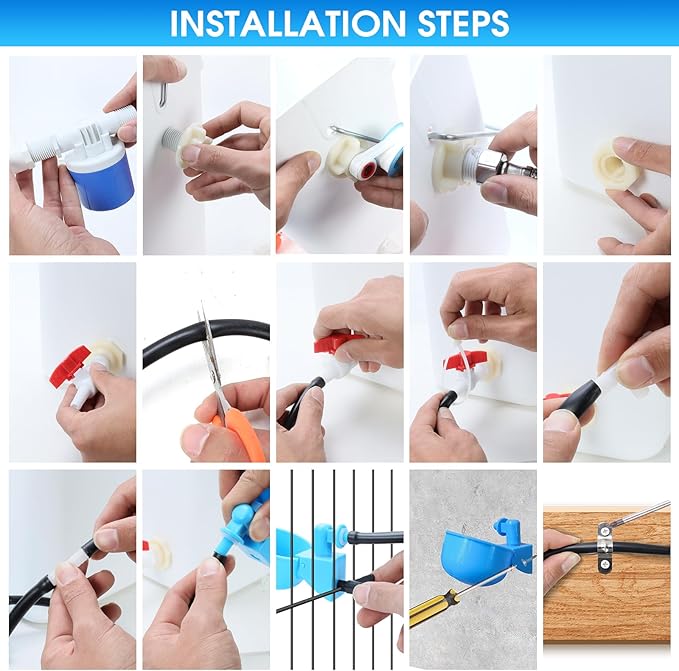 Automatic Chicken Waterer Float Controlled, 3 Gallons Poultry Waterer Dispenser with Hose Attachment, Poultry Automatic Drinking Accessories for Chicks, Duck, Goose, Turkey