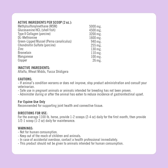 Formula 707 Joint 6in1 Equine Supplement 5 lb Bag - Support for Joint Integrity and Inflammatory Response in Horses - Green-Lipped Mussel, MSM, Glucosamine, Chondroitin & Collagen