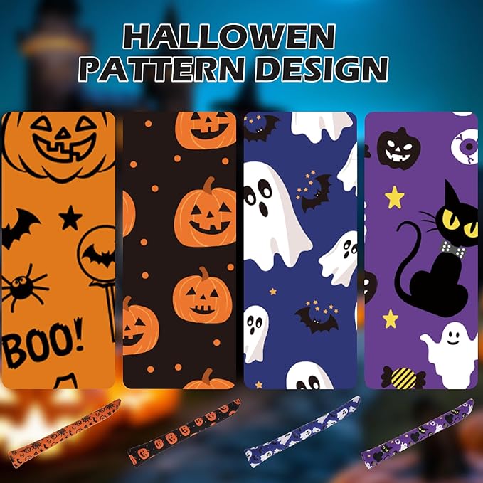 EXPAWLORER Halloween Cat Toys, 4 pcs Soft Pillow Catnip Toys with Bells Inside, Interactive Bite Resistant Fish Shape Kicker Toys for Indoor Kitten Playing