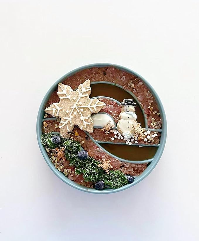 OHMO Slow Feeder Dog Bowls (Sunrise, Celestial) Enrichment Toy Soft Silicone Food Safe Feeding Bowl Non Slip Suction Cup for All Breed Pet, Cat Slow Down Eating Dishes, Boredom and Anxiety Reducer