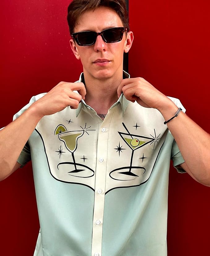 Men’s Hawaiian Shirt Western Cowboy Symmetrical Print Short Sleeve Button Down Casual Beach Holiday Summer Shirt