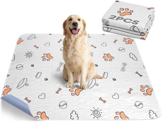 Washable Pee Pads for Dogs, 2 Pack Large 41"x41" Super Absorbent Reusable Pads for Dog Training Pads, 100% Waterproof Non-Slip Whelping Pads Dog Playpen Crate Mat Bed Pads