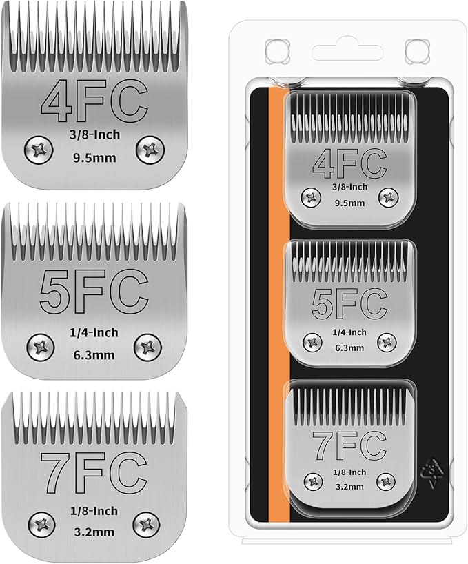 3PACK Dog Grooming Clipper Replacement Blades Compatible with Andis Pet Clipper/Oster A5/Wahl KM Series Dog Clipper,Ceramic Blade & Stainless Steel Blade (4FC+5FC+7FC)