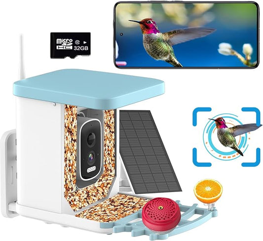 Bird Feeder with Camera,1080P HD AI Identify Bird Species Solar Panel,Automatic Bird Capture Video & Motion Detection,Squirrel Proof Bird Feeders, Gift for Bird Lover Watching Birds.