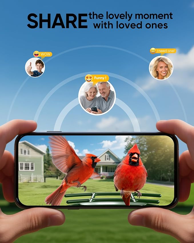 Bird Feeder with Camera Solar Powered - Smart Bird Feeder Camera 2K HD Live Stream, 5MP Photos, AI Identification for Backyard, 2.4Lb Large Capacity, Gifts for Mom Dad