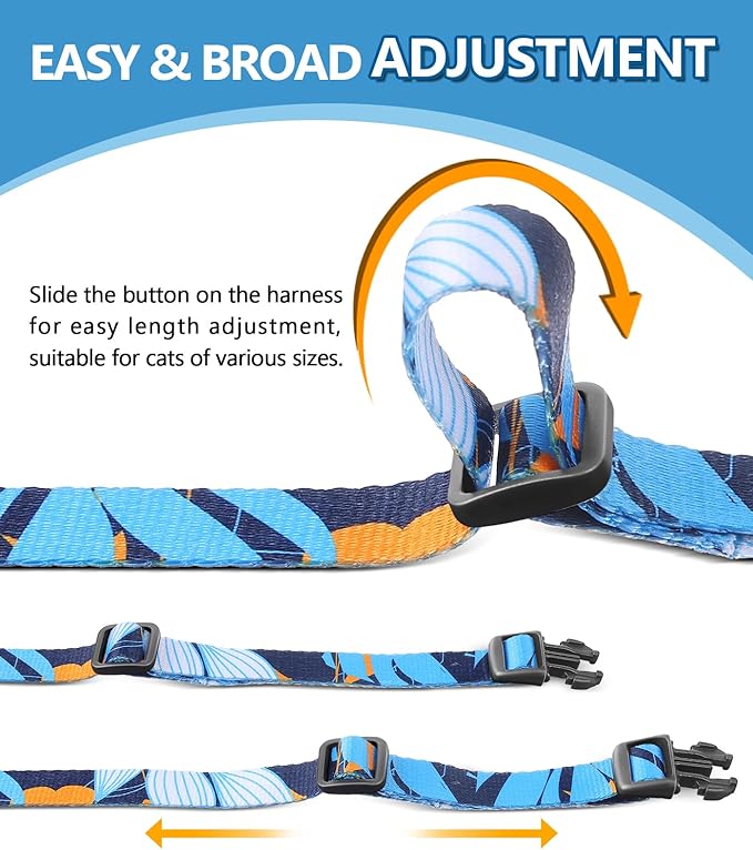 Halypet Cat Harness and Leash Set, Escape Proof [3 in 1 Adjustable & Lightweight] Cat Harness, Safe Kitten Harness for Large Cats Comfortable Soft, Easy to Wear, Walking Outdoor Travel, Medium
