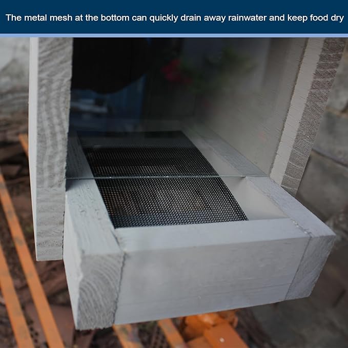 Hanging Wooden Platform Bird Feeder – Outdoor Tray Bird House Feeder for Cardinals and Wild Birds – Flat Platform Feeders for Backyard and Garden Use (Grey)