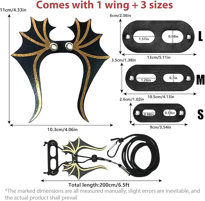 3 Sizes Bearded Dragon Harness and Leash Set with Dinosaur Wings – Adjustable Lizard Leash Harness for Reptiles,Bearded Dragons,Lizards, Geckos Tnkcter