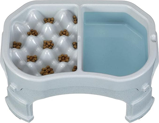 Neater Pet Brands – Neater Raised Slow Feeder Dog Bowl – Elevated and Adjustable Food Height - (Double Diner, Vanilla Bean)