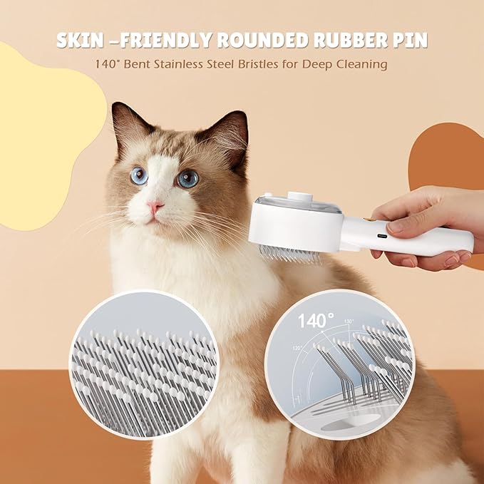 Cat Steam Brush Spritz Spray Defur Comb, Cloud Care Shedding Control for Indoor Cats, Long Short Hair 2024 New Pet Grooming Brush for Massage Clean Design