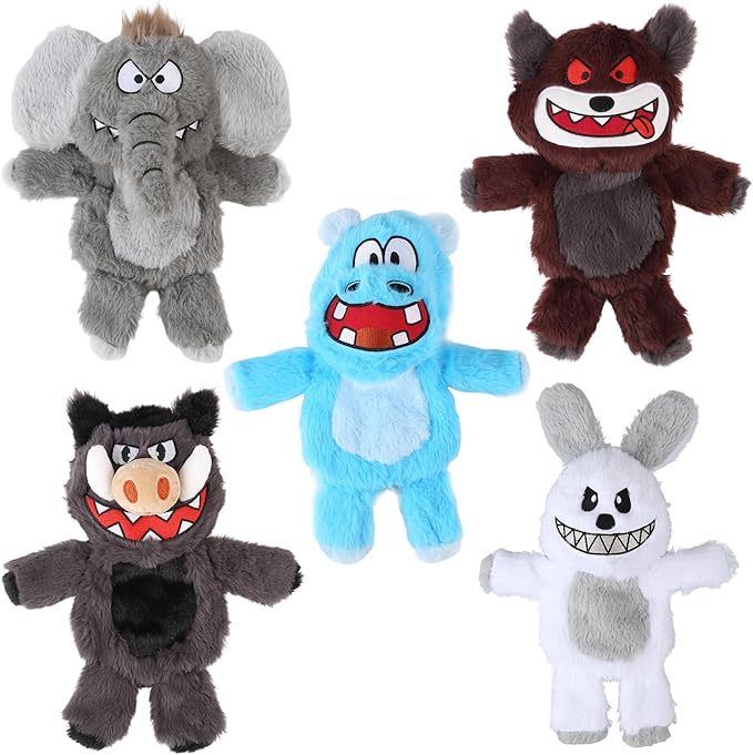 Bzonsmart Dog Squeaky Toys.5 Pack Crinkle Value Bundle .Soft Non-Shedding Puppy Toys & Self-Play Teething Toy for Dogs, Cute Pet Supplies .Dog Toys for Chewers, Small, Medium & Large Dogs