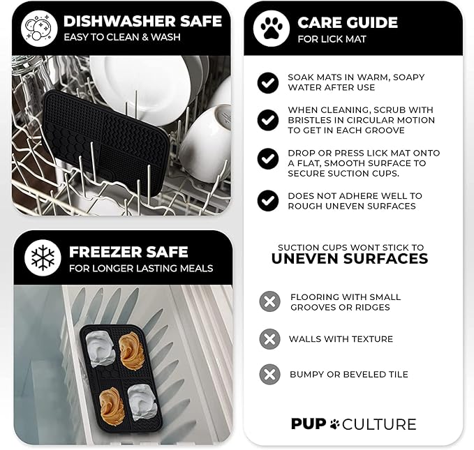 Pup Culture Dog Lick Mat for Dogs (2 Pack), Feeding Pad for Anxious Pets Plus 4 Different Puzzles for Mental Stimulation for Dogs - Supports Mental, Dental, and Digestive Health - Heavy Duty