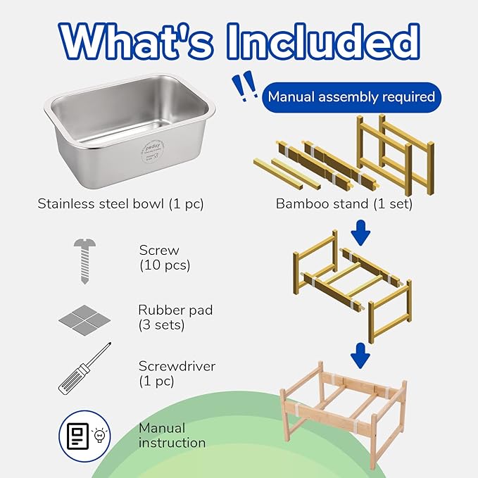 PEDAY 2.64 Gallon Raise Dog Water Bowl, Human Grade 18/8 Stainless Steel