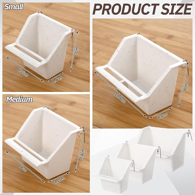 LemonRoad 3 Pcs Bird Cage Feeders Winged Plastic Cup Universal Cage Waterer Milky White Food Dishes Bowl Pet Supplies Accessories for Small Bird