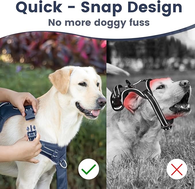 No Pull Dog Harness, Reflective Puppy Vest for Small Medium Large Sized Dog(Prussian Blue,XS)