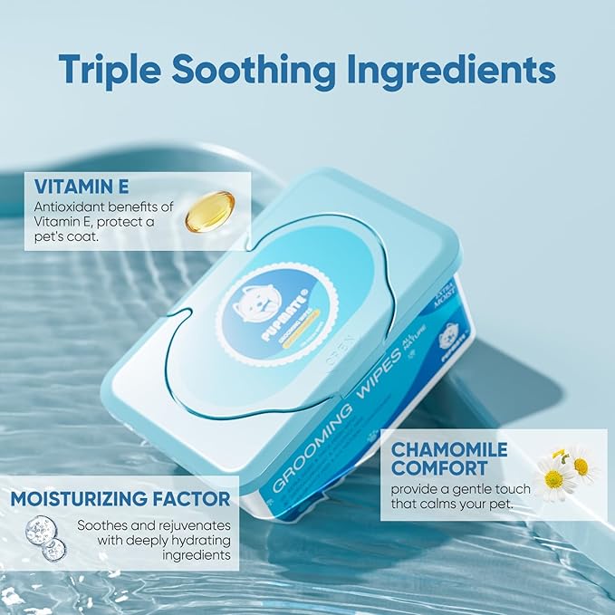 Pet Wipes for Dogs & Cats, Extra Moist & Thick Grooming Puppy Wipes with 100 Fresh Counts, Aloe Vera/Nature