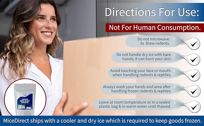 MiceDirect 30 Frozen Rat Combo Pack 15 Small and 15 Medium Feeders Snake Food (4.5-8 in)(Pack of 30)(1800 Grams Min)