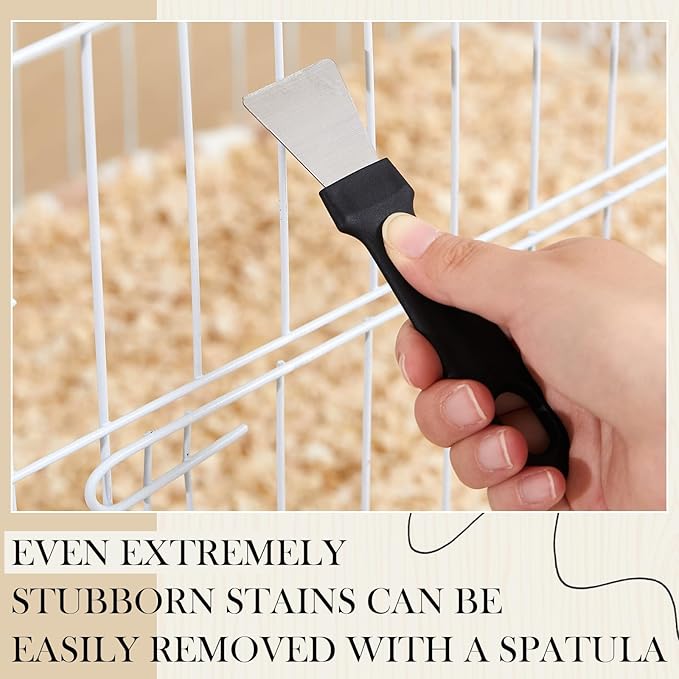 Bird Cage Cleaner with Two Brush Heads Stainless Steel Bird Droppings Cleaning Scraper Long Handle Tool for Cleaning Parrot Cages Pet Supply Cage Accessory