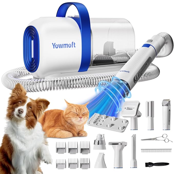 Dog Grooming Vacuum & Kit, 15 Pet Grooming Tools, Max 11 Kpa, 2 L Capacity, Pet Groomer for Dogs/Cats/Home
