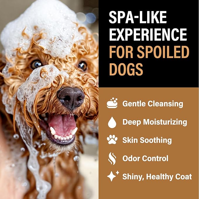 Dog Bubble Bath Shampoo Alternative – Soft Oatmeal Honey Scent, Natural Pet Spa Soak, Gentle Puppy Wash, Dog Gift - 12 Baths (Oatmeal Honey)