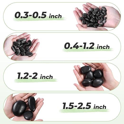 SIDONG 10 lbs Black River Rocks, 1.5-2.5 Inches Polished Pebbles for Indoor Plants, Aquarium Rocks Used in Fish Tank, Decorative Stones for Plants, Vases, Home Décor, Crafting, Garden Landscaping