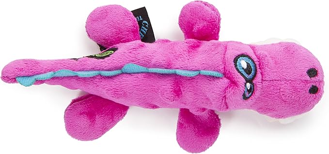 goDog Just For Me Gators Squeaky Plush Dog Toy, Chew Guard Technology - Pink, Mini