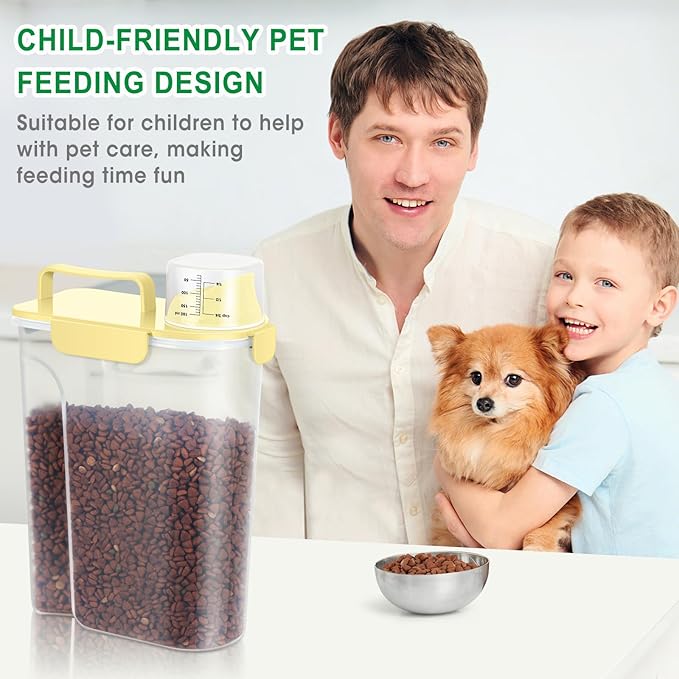 TBMax Dog Cat Food Storage Containers 2 Pack 10 Lbs to 14 Lbs Airtight Pet Food Container Dispenser with Large Spout & Portable Handle, Travel Dog Treat Cat Food Storage Bin Bird Seed Container