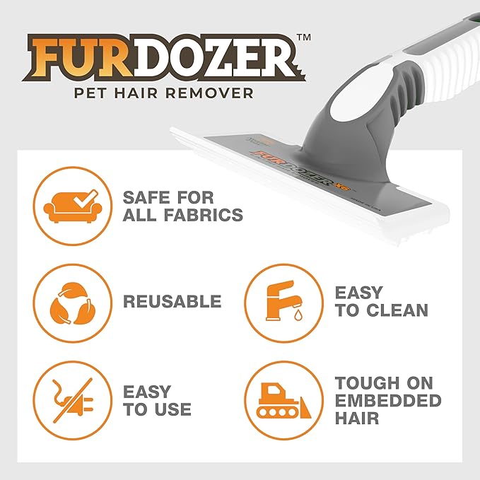FurDozer X6 & X3 Bundle - Pet Hair Removal Tool & Car Detailing Dog Hair Remover for Carpet, Car, Couch, Bedding, & Furniture - Reusable Pet Fur Remover & Carpet Scraper for Animal Fur & Lint, Grey