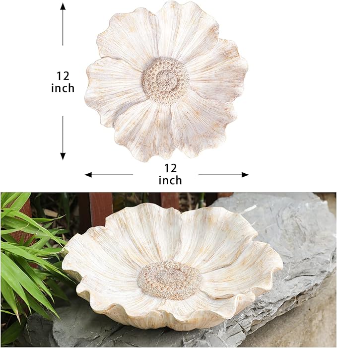 MUMTOP Bird Baths for Outdoors, Antique Outdoor Garden Bird Bath Resin Flower Birdbath Bowl for Outside Yard Table Decor