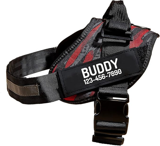 PawPawify Custom No Pull Dog Harness with Name and Phone Number, Heavy Duty Personalized Pet Vest to Prevent Tugging, Pulling, or Choking, Training and Walking (Camouflage Red, S (Chest 16-21in))