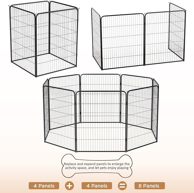 BestPet Dog Playpen Indoor 40 inch 4 Panels Metal Dog Pen Pet Dog Fence Outdoor Exercise Pen with Doors,Pet Puppy Playpen for RV Camping Yard, Black