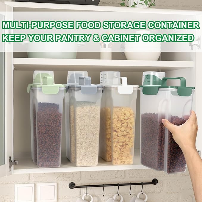 TBMax Airtight Rice Container 10 Lbs, Cereal Dispenser, Pet Cat Dog Food Storage Container, Plastic Kitchen Pantry Food Storage Holder with Cup -Pink