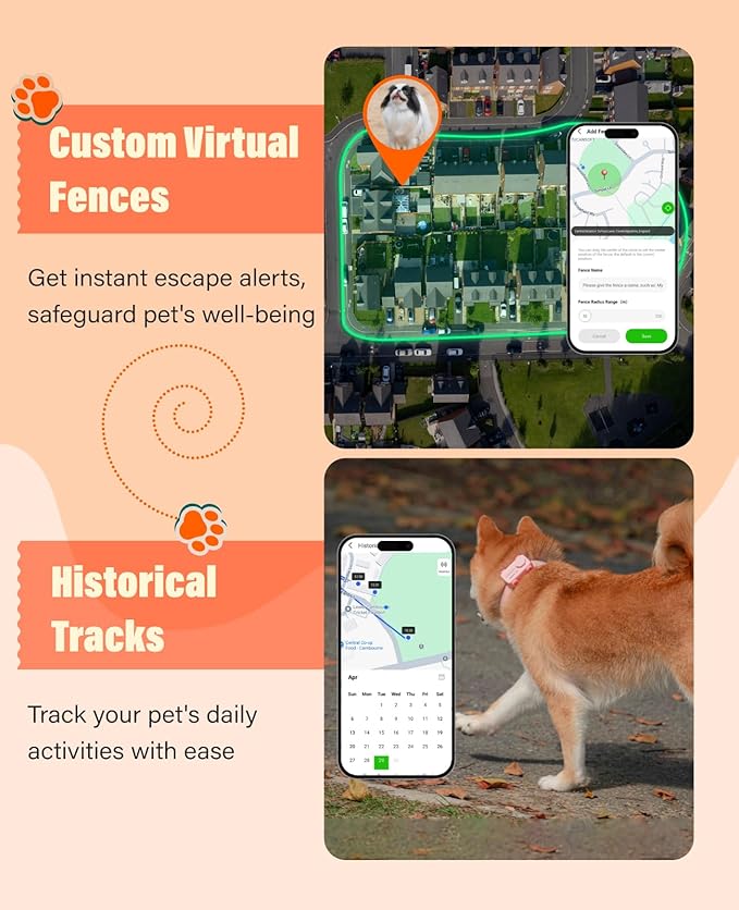 GlocalMe PetPhone for Dog and Cat, Support Play Music and Two-Way Call, Pet Community and AI Health Alerts, Real Time Tracking and Virtual Fence, Unlimited Range Pet GPS Tracker (Green)