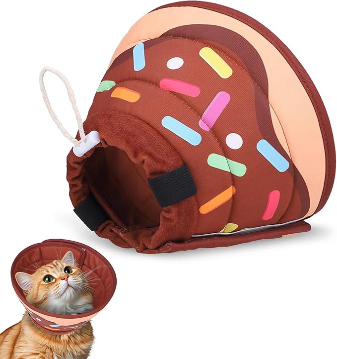 EXPAWLORER Cat Recovery Cone Collar- Soft Adjustable Pet Collar for After Surgery, Waterproof Elizabethan Protective Collar, Stop Licking Donut for Small Medium Kittens