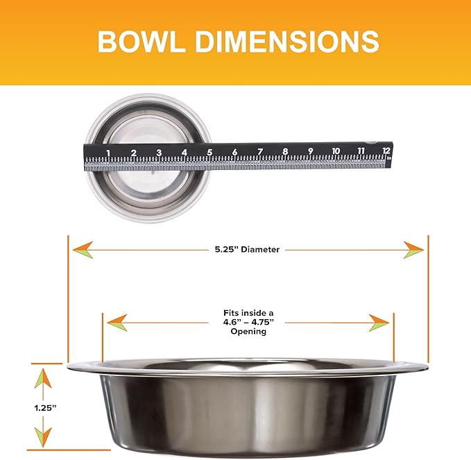 Neater Pet Brands 1.5 Cup (12 oz.) Shallow Stainless Steel Cat Bowls, Set of 2 Neater Feeder Replacement Bowls (Deluxe Model), Metal Cat Dishes for Food and Water, Whisker Friendly, Dishwasher Safe