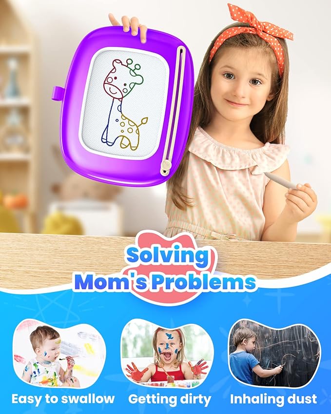 Doodle Board for Toddler Toys Age 1-2, Magnetic Writing Board, Preschool Learning and Educational Toys for 1 2 3 Years Old Girl Boy Gift for Birthday -Purple